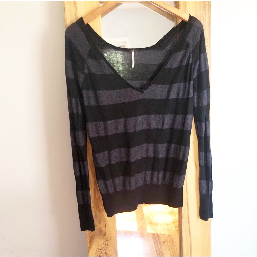 Free People Black Grey Metallic Sweater Small - Picture 1 of 6